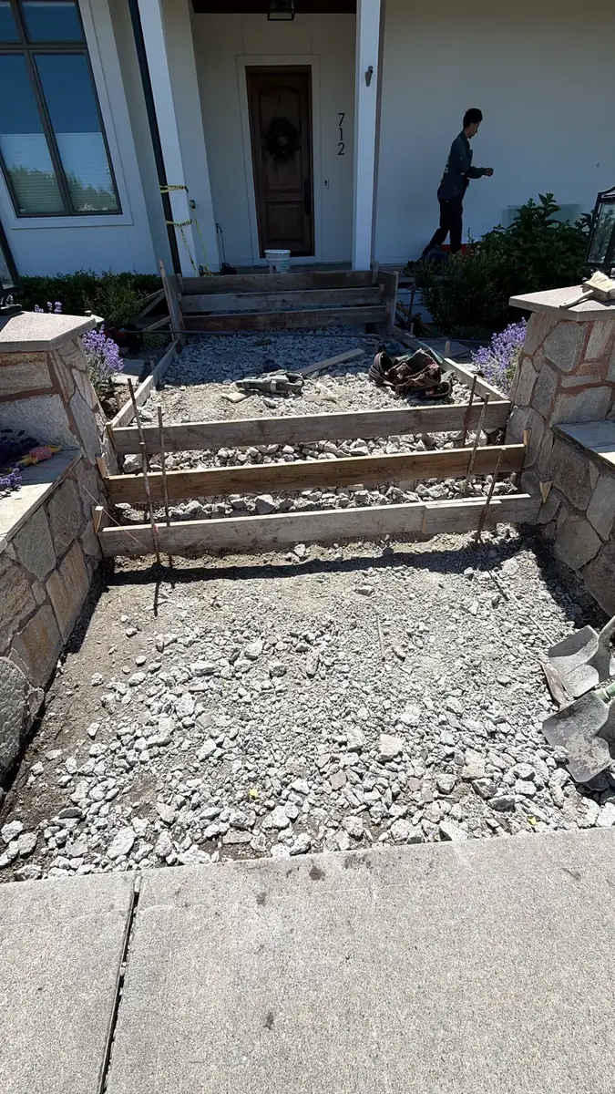 Old front steps torn out and ready for new concrete at a home in Olympia, WA
