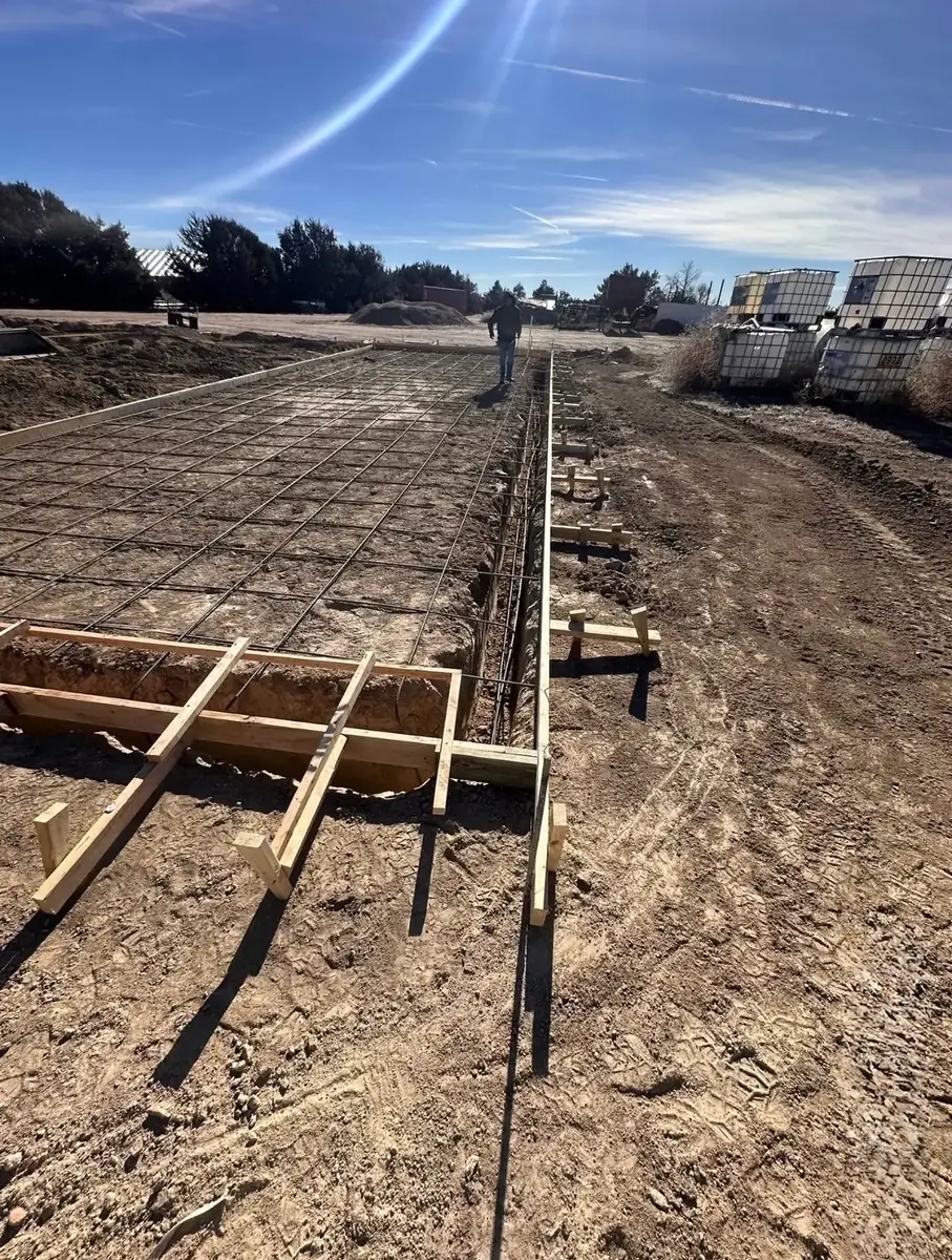 Rebar grid and wood forms set for a reinforced concrete slab near Olympia, WA